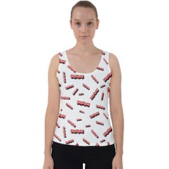 Funny Bacon Slices Pattern Infidel Red Meat Velvet Tank Top by genx