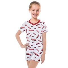 Funny Bacon Slices Pattern Infidel Red Meat Kids  Mesh Tee And Shorts Set