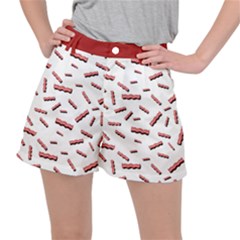 Funny Bacon Slices Pattern Infidel Red Meat Stretch Ripstop Shorts by genx