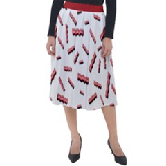 Funny Bacon Slices Pattern Infidel Red Meat Classic Velour Midi Skirt  by genx