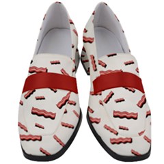 Funny Bacon Slices Pattern Infidel Red Meat Women s Chunky Heel Loafers