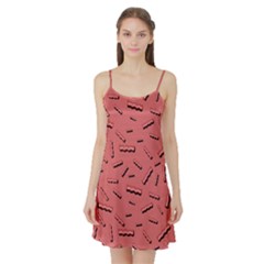 Funny Bacon Slices Pattern Infidel Vintage Red Meat Background  Satin Night Slip by genx