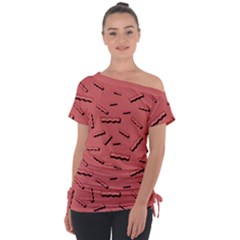 Funny Bacon Slices Pattern Infidel Vintage Red Meat Background  Tie-up Tee