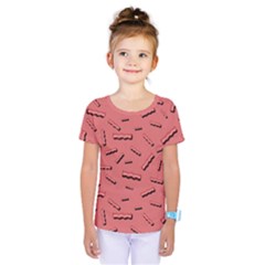 Funny Bacon Slices Pattern infidel vintage red meat background  Kids  One Piece Tee