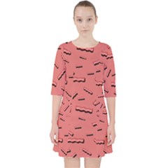 Funny Bacon Slices Pattern Infidel Vintage Red Meat Background  Pocket Dress by genx