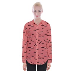 Funny Bacon Slices Pattern infidel vintage red meat background  Womens Long Sleeve Shirt