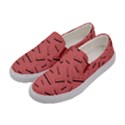 Funny Bacon Slices Pattern infidel vintage red meat background  Women s Canvas Slip Ons View2