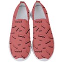 Funny Bacon Slices Pattern infidel vintage red meat background  Men s Slip On Sneakers View1