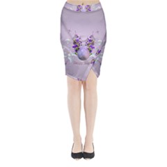 Happy Easter, Easter Egg With Flowers In Soft Violet Colors Midi Wrap Pencil Skirt by FantasyWorld7