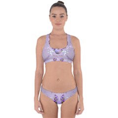 Happy Easter, Easter Egg With Flowers In Soft Violet Colors Cross Back Hipster Bikini Set by FantasyWorld7