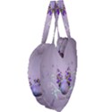 Happy Easter, Easter Egg With Flowers In Soft Violet Colors Giant Heart Shaped Tote View4