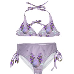 Happy Easter, Easter Egg With Flowers In Soft Violet Colors Kids  Classic Bikini Set