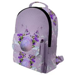 Happy Easter, Easter Egg With Flowers In Soft Violet Colors Flap Pocket Backpack (small) by FantasyWorld7