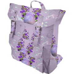 Happy Easter, Easter Egg With Flowers In Soft Violet Colors Buckle Up Backpack by FantasyWorld7