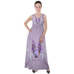 Happy Easter, Easter Egg With Flowers In Soft Violet Colors Empire Waist Velour Maxi Dress