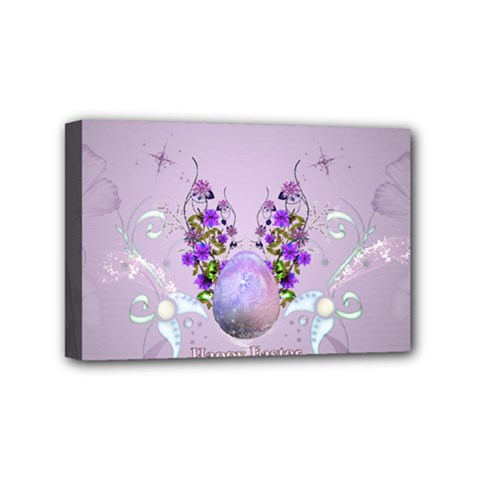 Happy Easter, Easter Egg With Flowers In Soft Violet Colors Mini Canvas 6  X 4  (stretched) by FantasyWorld7