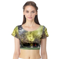 Columbus Crew Crowd, Mapfe Stadium Short Sleeve Crop Top by Riverwoman