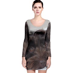 Laying In Dog Bed Long Sleeve Velvet Bodycon Dress