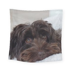 Laying In Dog Bed Square Tapestry (small)