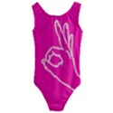 A-Ok Perfect handsign MAGA Pro-Trump Patriot on pink background Kids  Cut-Out Back One Piece Swimsuit View1