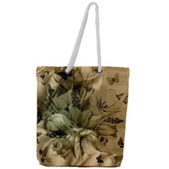 Wonderful Floral Design With Butterflies Full Print Rope Handle Tote (large) by FantasyWorld7