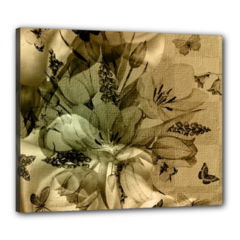 Wonderful Floral Design With Butterflies Canvas 24  X 20  (stretched) by FantasyWorld7