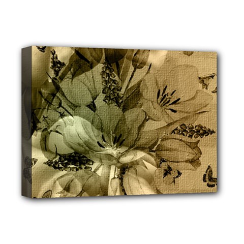 Wonderful Floral Design With Butterflies Deluxe Canvas 16  X 12  (stretched)  by FantasyWorld7