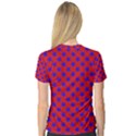 Blue Stars Pattern On Red V-Neck Sport Mesh Tee View2