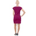 Blue Stars Pattern On Red Cap Sleeve Bodycon Dress View2