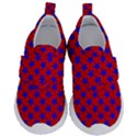 Blue Stars Pattern On Red Kids  Velcro No Lace Shoes View1