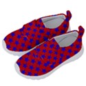 Blue Stars Pattern On Red Kids  Velcro No Lace Shoes View2