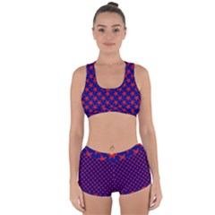 Red Stars Pattern On Blue Racerback Boyleg Bikini Set