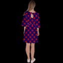 Red Stars Pattern On Blue Velour Kimono Dress View4