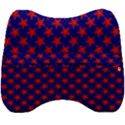 Red Stars Pattern On Blue Velour Head Support Cushion View2