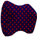 Red Stars Pattern On Blue Velour Head Support Cushion View3