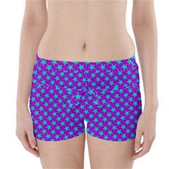 Turquoise Stars Pattern On Purple Boyleg Bikini Wrap Bottoms by BrightVibesDesign