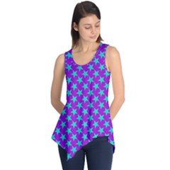 Turquoise Stars Pattern On Purple Sleeveless Tunic by BrightVibesDesign