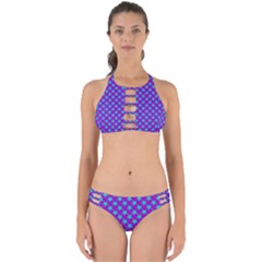 Turquoise Stars Pattern On Purple Perfectly Cut Out Bikini Set by BrightVibesDesign