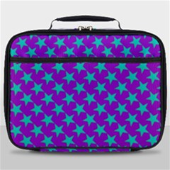 Turquoise Stars Pattern On Purple Full Print Lunch Bag