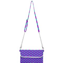 Turquoise Stars Pattern On Purple Mini Crossbody Handbag by BrightVibesDesign