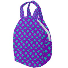 Turquoise Stars Pattern On Purple Travel Backpacks by BrightVibesDesign