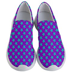 Turquoise Stars Pattern On Purple Women s Lightweight Slip Ons by BrightVibesDesign