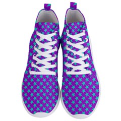 Turquoise Stars Pattern On Purple Men s Lightweight High Top Sneakers by BrightVibesDesign