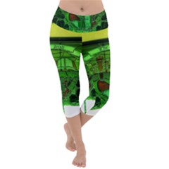 Dublin Scioto Irish Window Lightweight Velour Capri Yoga Leggings by Riverwoman