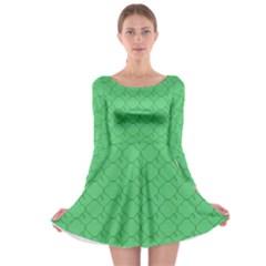 Clover Quatrefoil Pattern Long Sleeve Skater Dress by emilyzragz