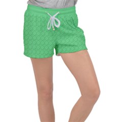 Clover Quatrefoil Pattern Women s Velour Lounge Shorts by emilyzragz