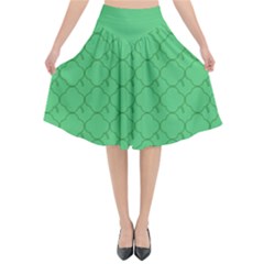 Clover Quatrefoil Pattern Flared Midi Skirt by emilyzragz