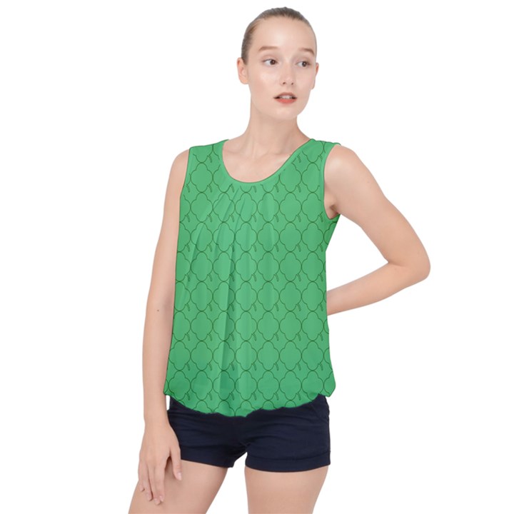 Clover Quatrefoil Pattern Bubble Hem Chiffon Tank Top