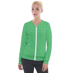 Clover Quatrefoil Pattern Velour Zip Up Jacket by emilyzragz