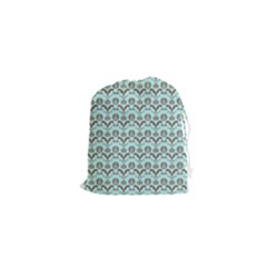 Easter Damask Pattern Robins Egg Blue And Brown Drawstring Pouch (xs) by emilyzragz